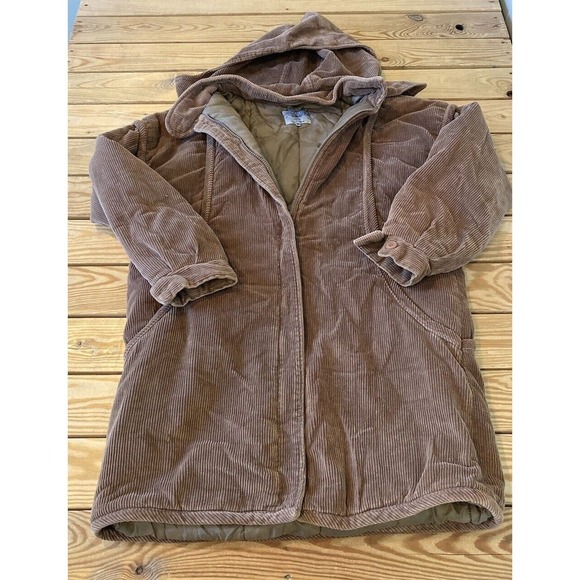 VTG Madame’s Winter Club Hooded Corduroy Coat Size Medium Women’s Brown Full Zip